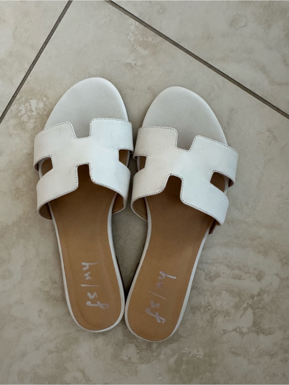 French Sole White Cutout Slide Sandals